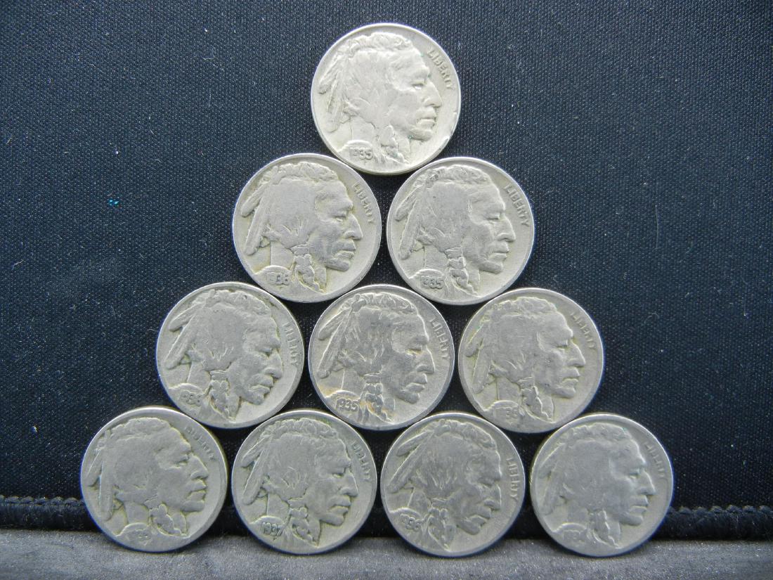 10 Buffalo Nickels Readable Dates (1 of 2)