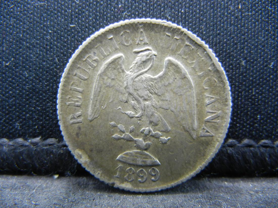 1899 Mexico 20 Centavos 90% Silver Coin.  Coin Weighs (1 of 2)