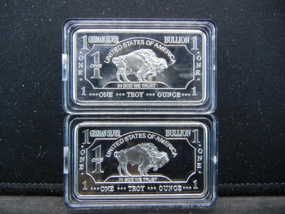 (2) German Silver Novelty Buffalo Bars (1 of 2)