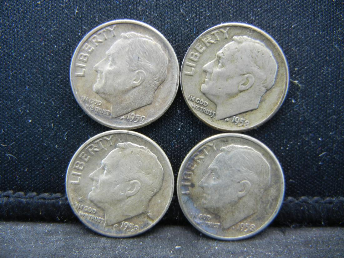 1958-P, D, 1959 Roosevelt Dimes. 90% Silver (1 of 2)