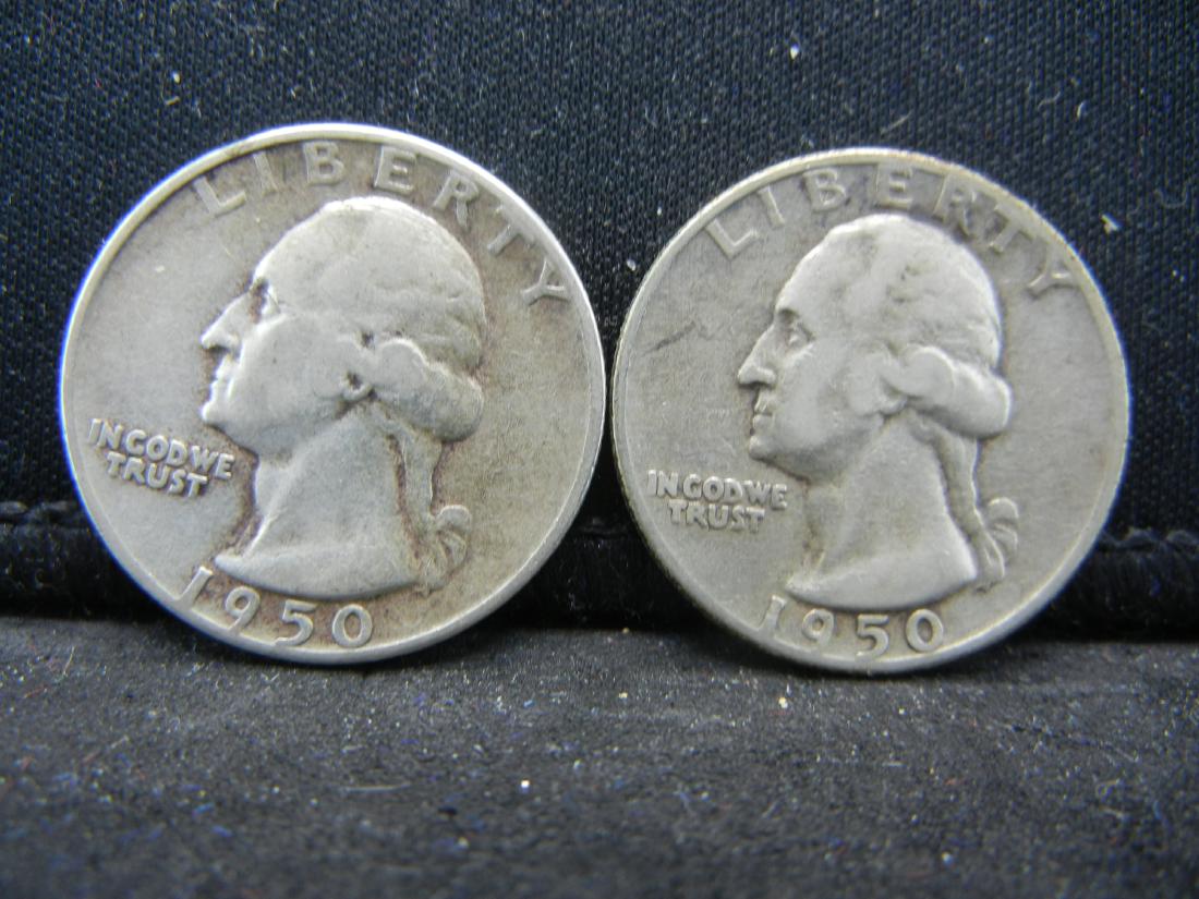 (2)1950 Washington Silver Quarters. 90% (1 of 2)