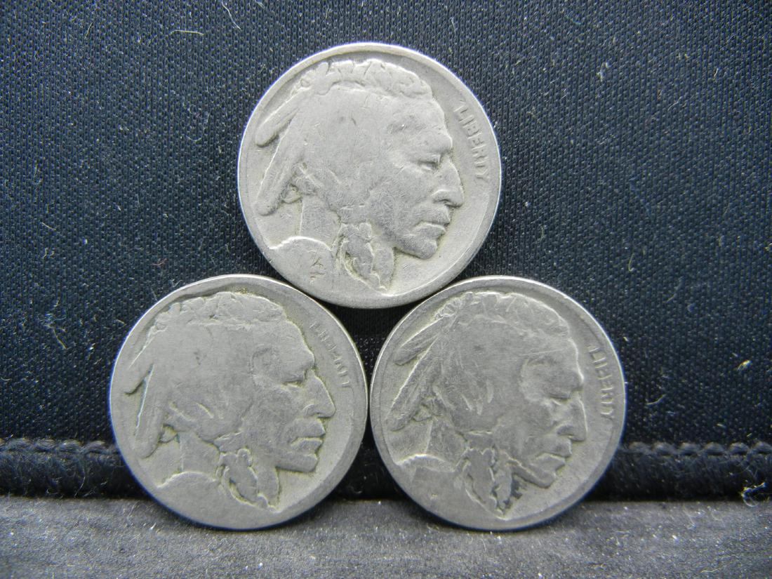 (3)Buffalo Nickels. No Dates (1 of 2)