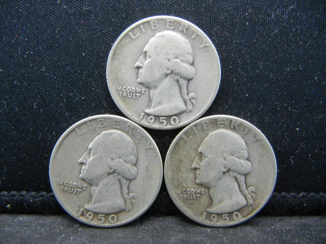 (3)1950-S Washington Silver Quarters. 90% (1 of 2)
