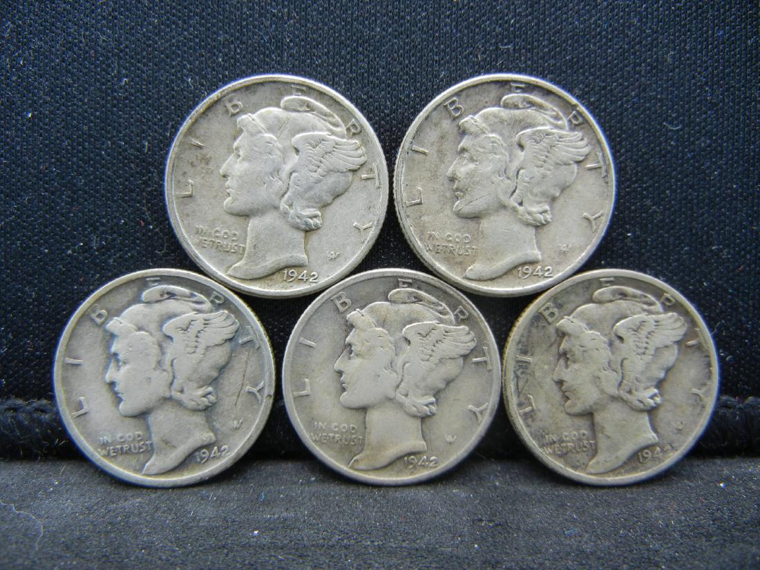 (5)1942  Mercury Dimes (1 of 2)
