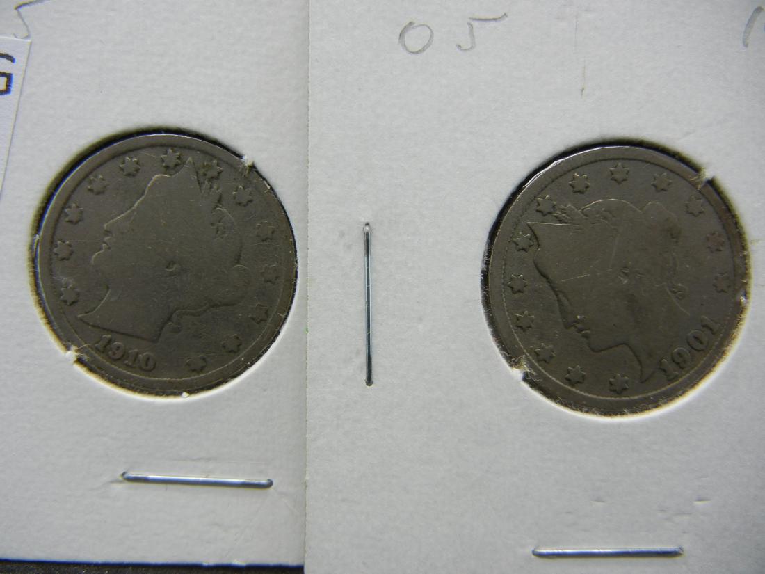 1901, 1910 Liberty Head V Nickels (1 of 3)