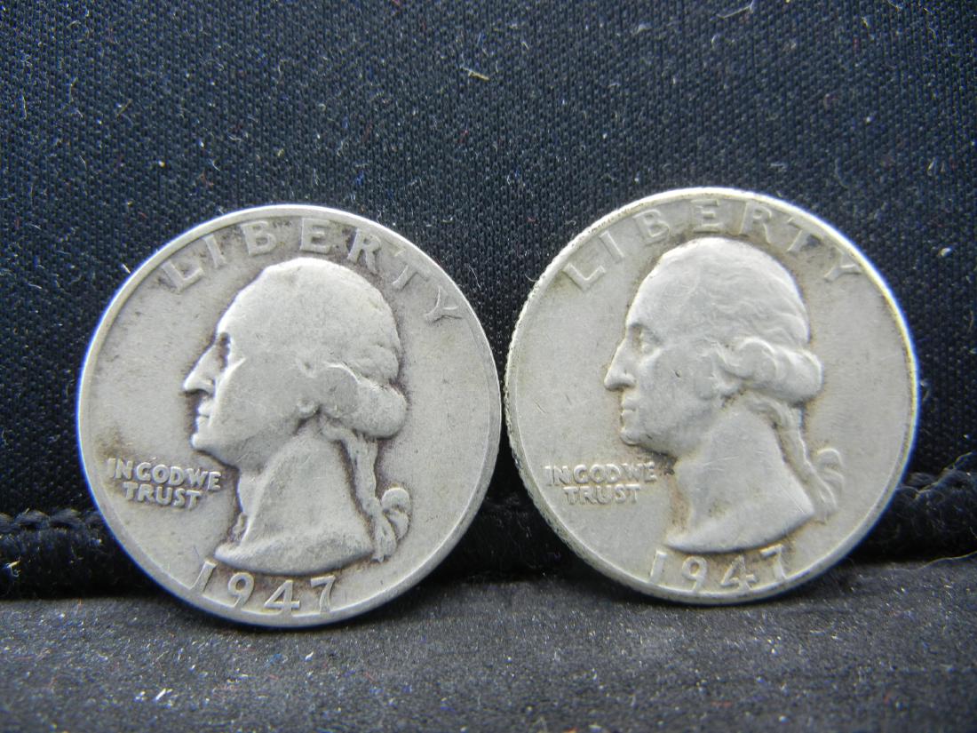 (2)1947-D Washington Silver Quarters. 90% (1 of 2)