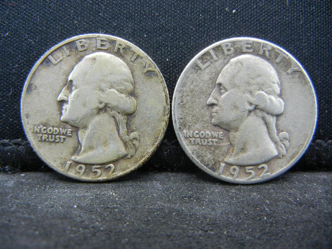 (2)1952 Washington Silver Quarters. 90% (1 of 2)