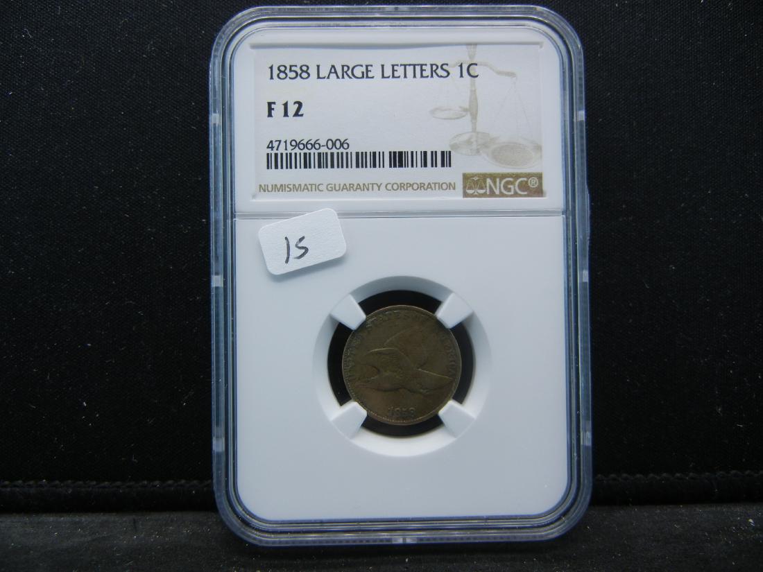 1858 Large Letters Flying Eagle slabbed by NGC (First (1 of 4)