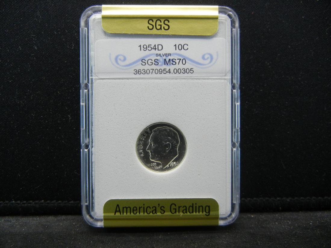 1954-D Roosevelt dime slabbed by SGS (America’s (1 of 4)