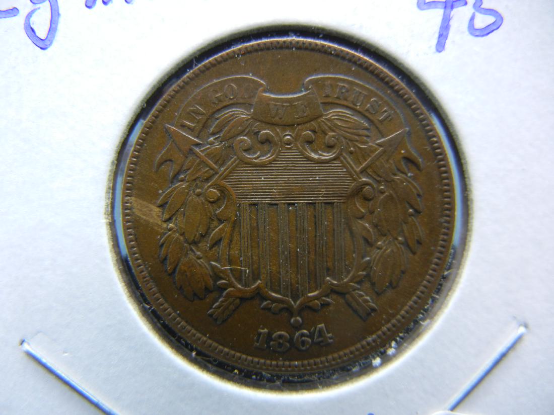 1864 Large Motto Two Cent piece.   Extremely Fine 45 (1 of 3)