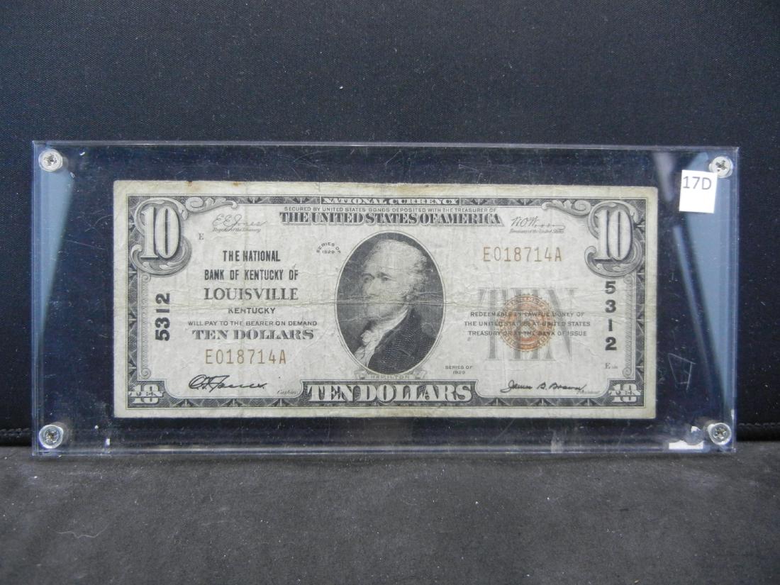 1929 $10 US Bank Note. Louisville Kentucky (1 of 5)