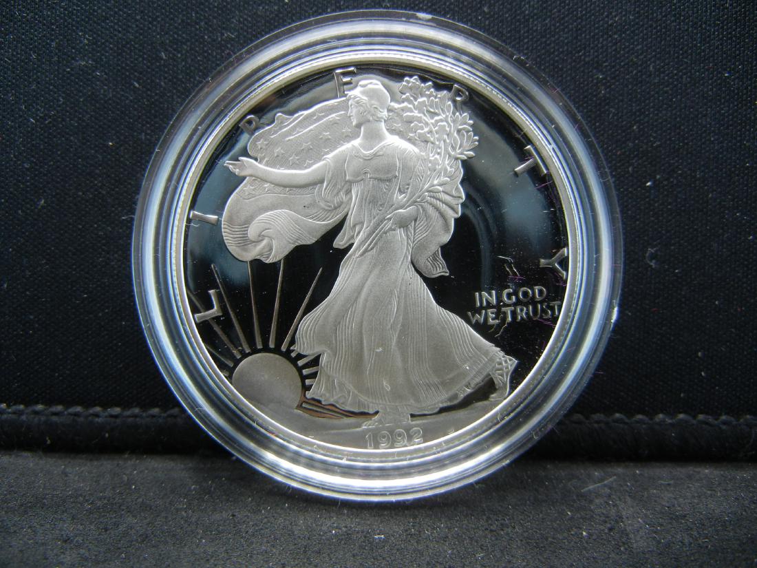 1992-S Proof Silver American Eagle With Box & COA. (1 of 4)
