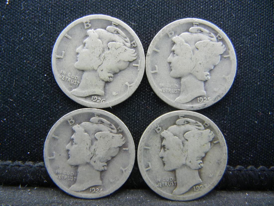1923, 1924, 1925, 1925 Mercury Dimes (1 of 2)