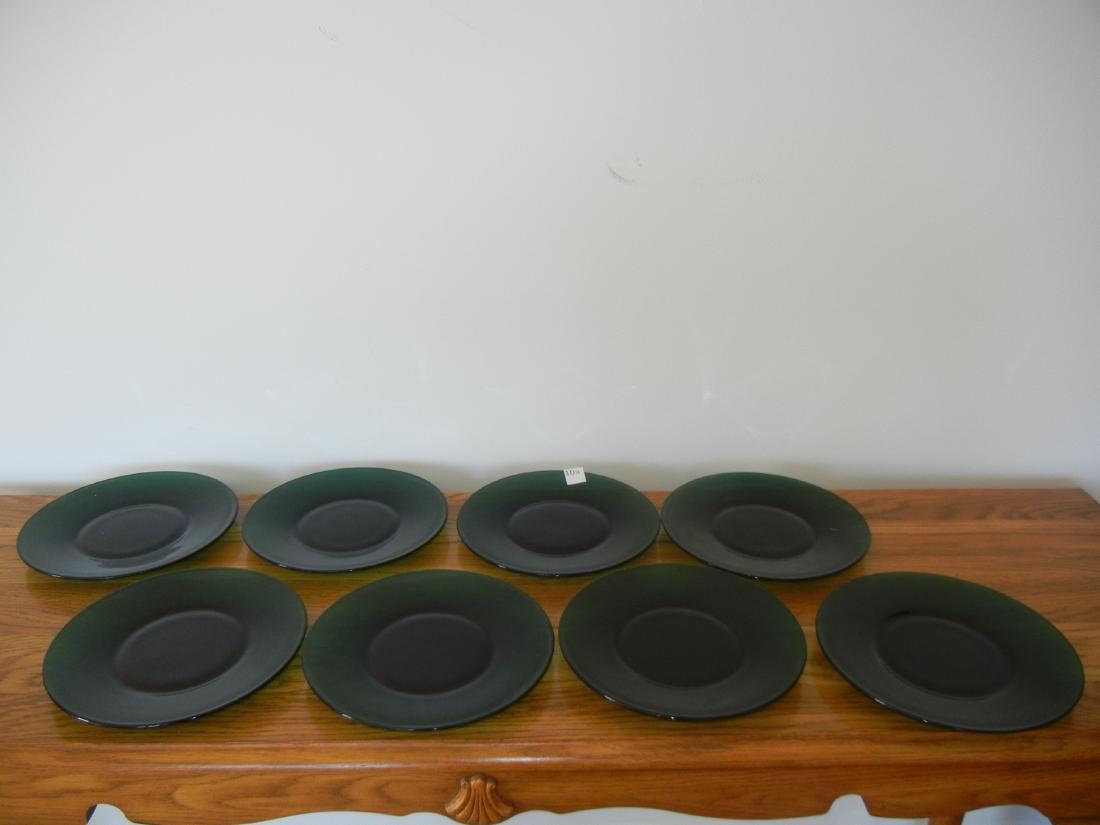 Set of 8 Vintage Emerald Green Glass Salad Plates 8" (1 of 2)