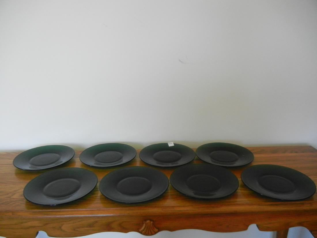 Set of 8 Vintage Emerald Green Glass Salad Plates 8" (1 of 3)