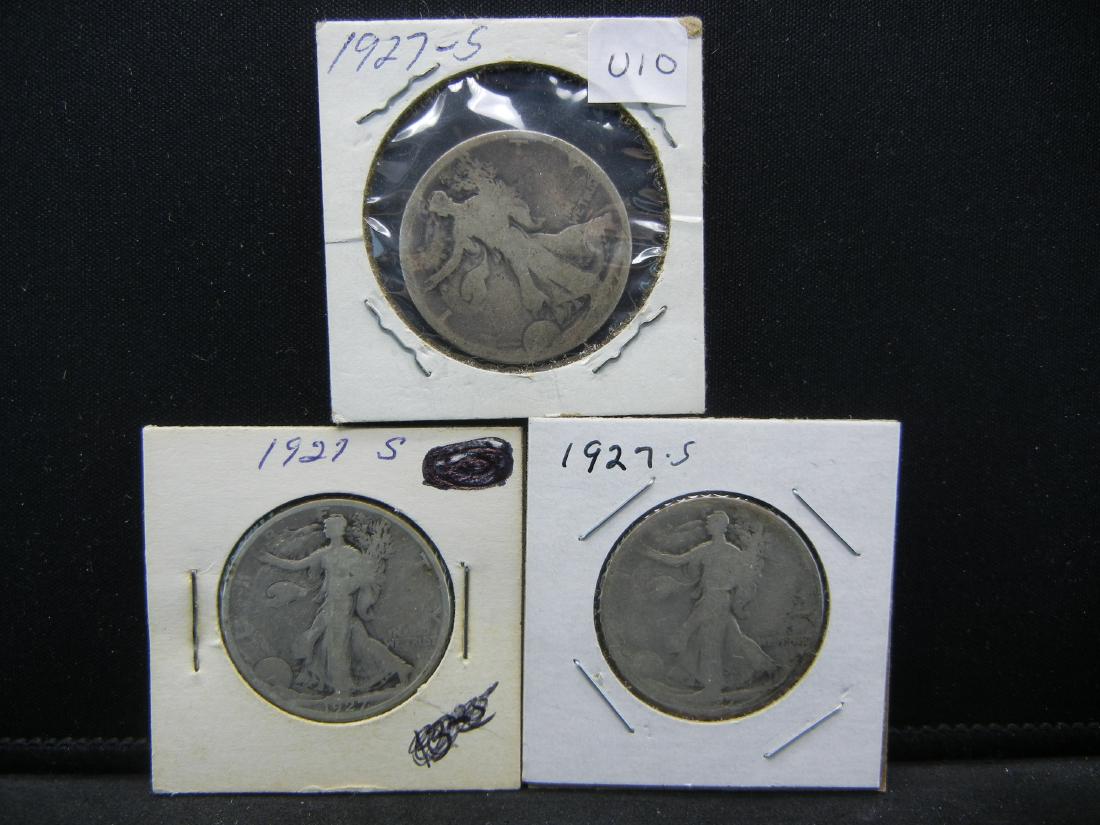 3- 1927-S Walking Liberty Silver Half Dollars. Better (1 of 5)