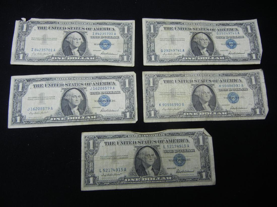 (5)1957 $1 US Silver Certificates (1 of 5)