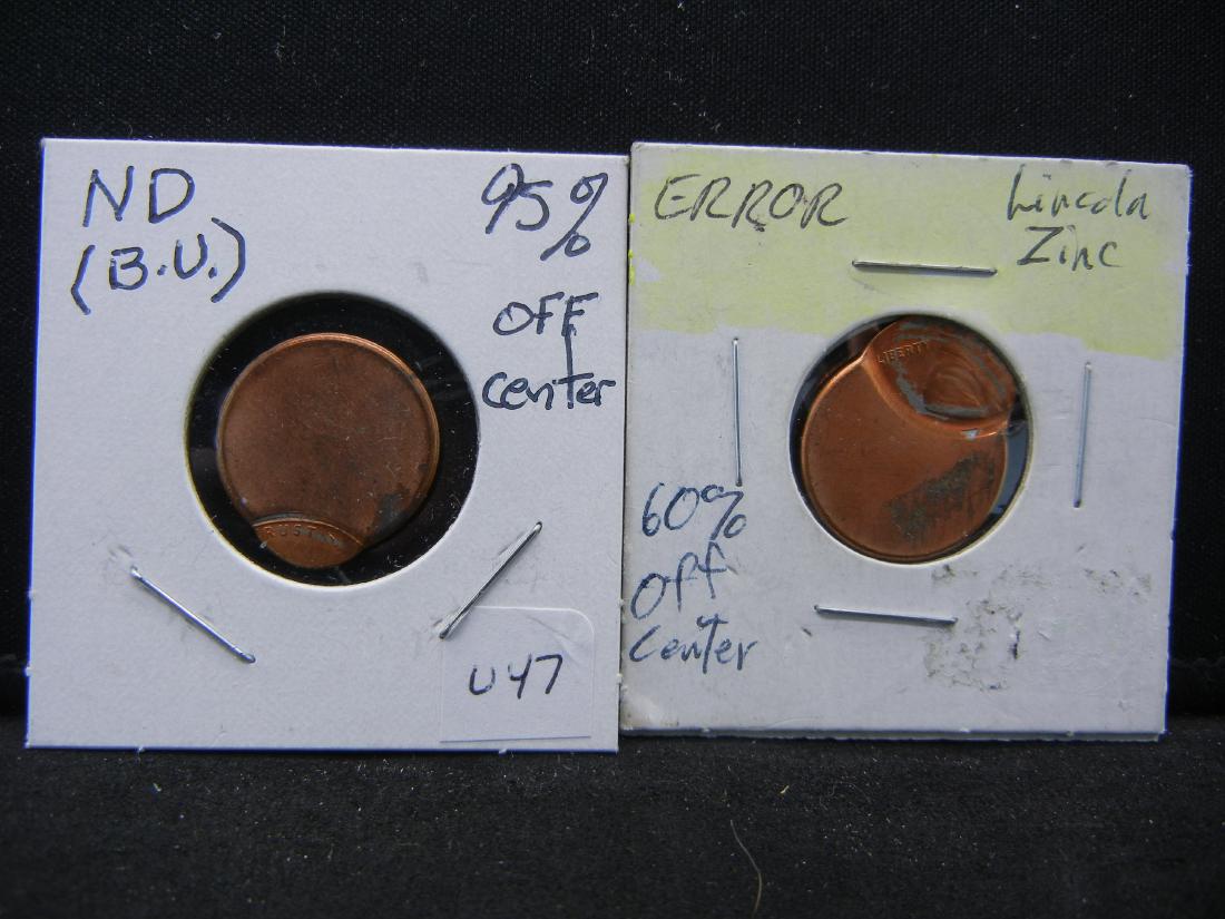 2 off center Lincoln Cent coins in uncirculated (1 of 5)