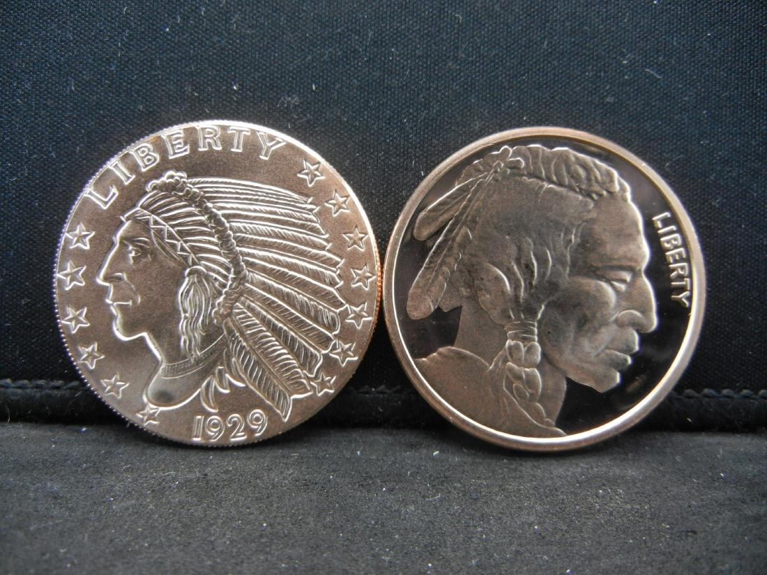 (2) .999 1 OZ COPPER ROUNDS (1929 INDIAN/BUFFALO), (1 of 2)