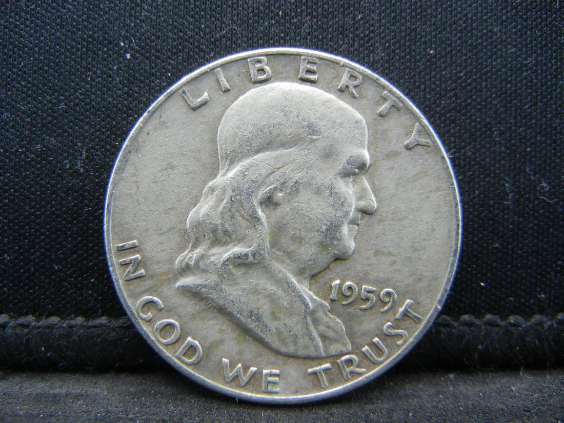 1959-D SILVER (90%) FRANKLIN (ONLY 13 MILL EVER: 1959-D SILVER (90%) FRANKLIN (ONLY 13 MILL EVER MINTED), NICE GRADE!