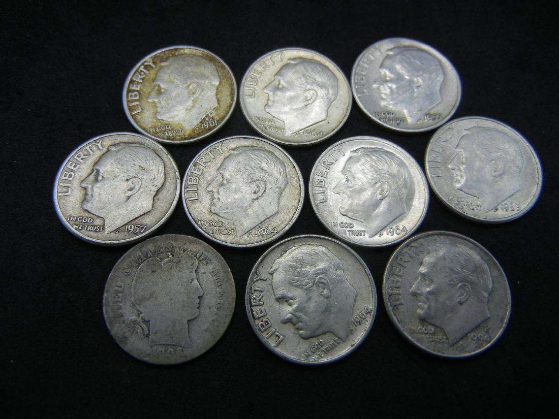 Lot of 10 90% Silver Roosevelt Dimes. Mixed Dates (1 of 2)