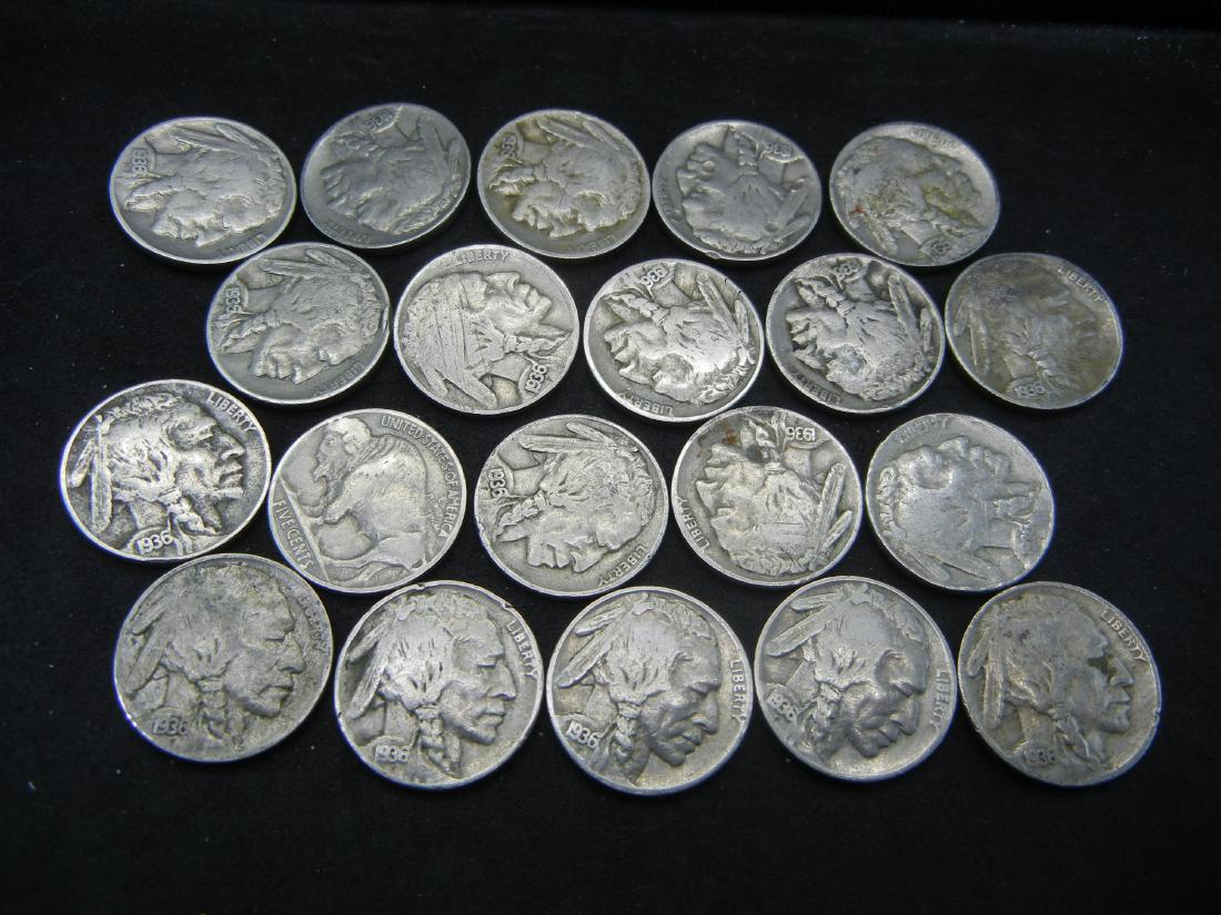 (20) 1936 BUFFALO NICKELS, NICE GRADES, BOLD DATES! (1 of 3)