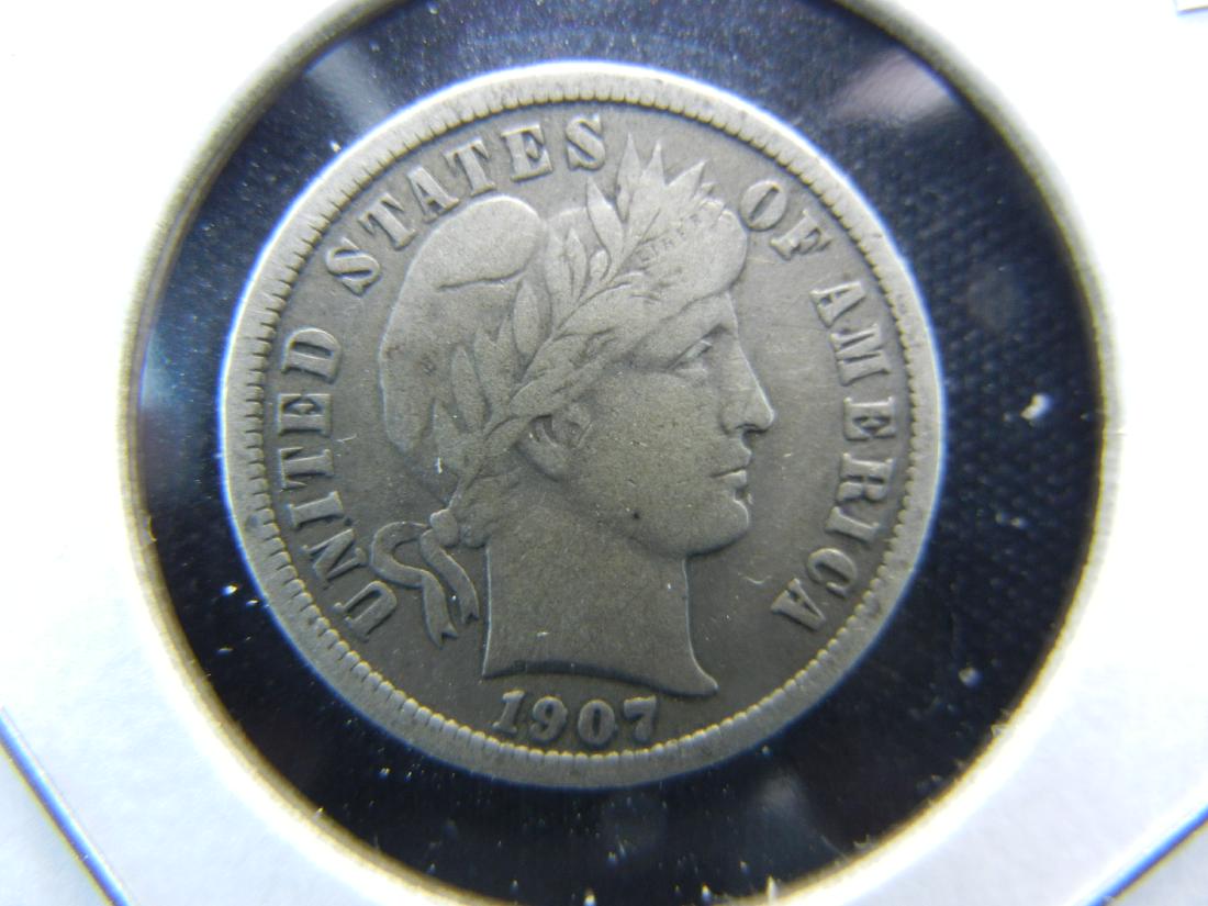 1907 Barber Dime .  XF. (1 of 3)