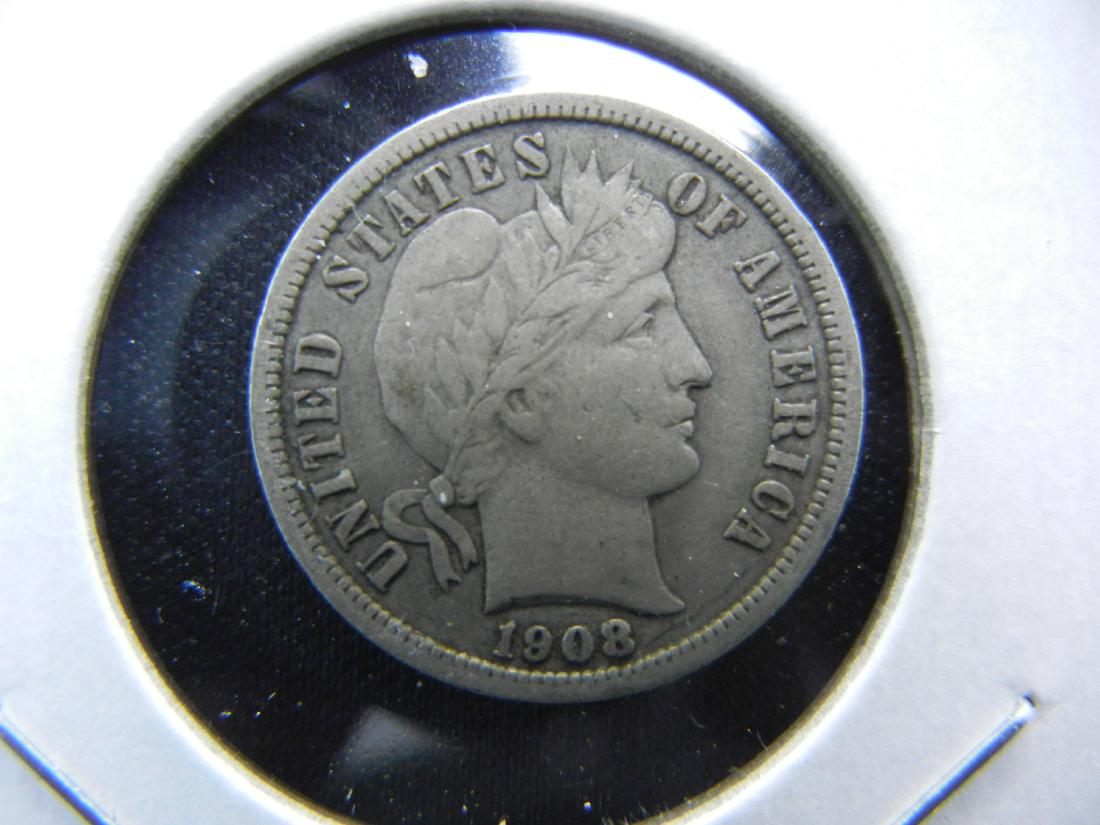 1908 Barber Dime .  XF. (1 of 3)