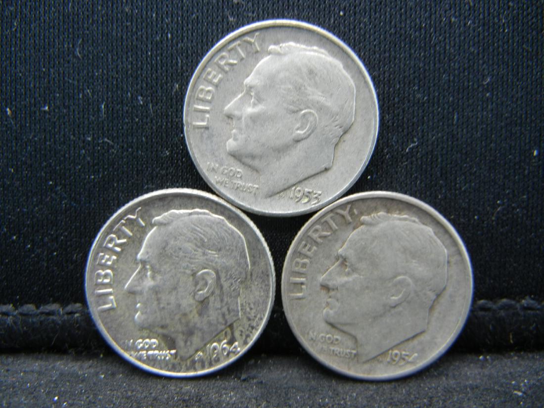 1964, 1954-D, 1953-D Silver Roosevelt Dimes (1 of 1)