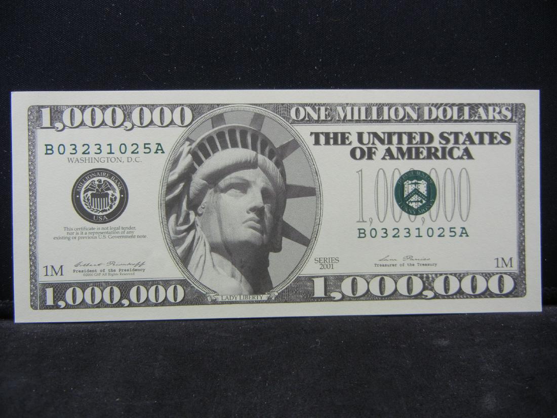 2001 One Million Dollars Patriotic Novelty Note. (1 of 3)