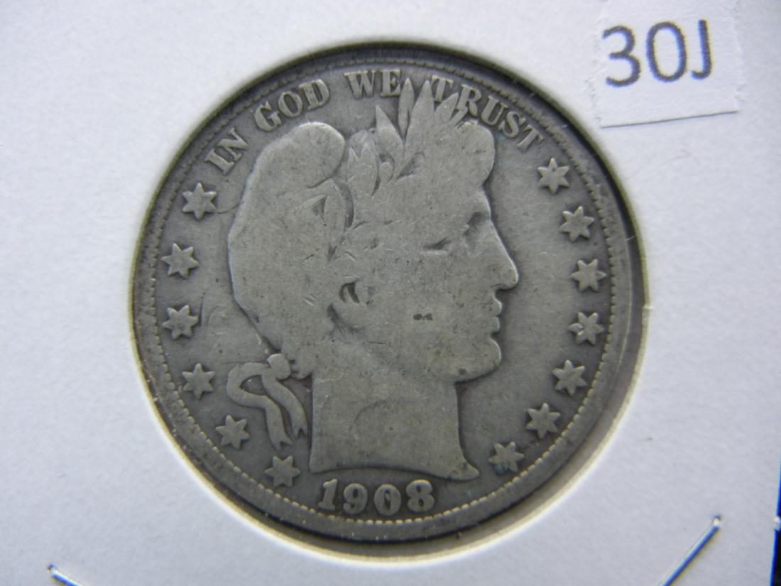1908-O Barber 1/2 Dollar. VG. Some LIBERTY. (1 of 3)