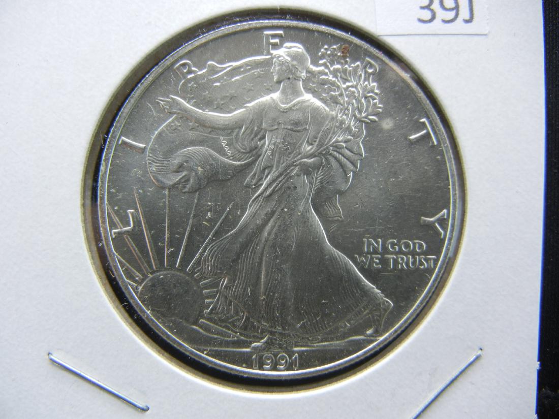 1991 American Silver Eagle. BU. Nice early date. (1 of 3)