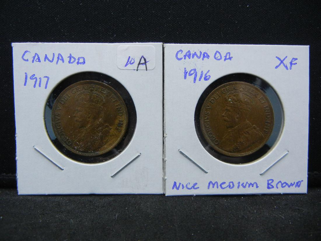 (2) Canada Large Cents.   1916 and 1917.   Both nice (1 of 5)