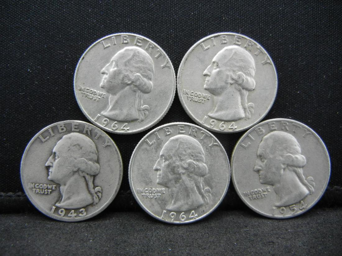 Lot of 5 90%  Silver Washington Quarters (1 of 2)