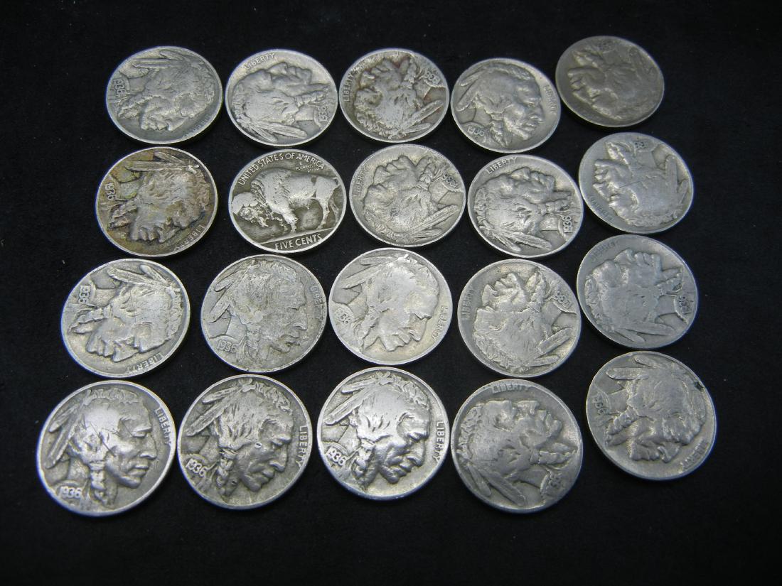 (20) 1936 BUFFALO NICKELS, NICE GRADES, BOLD DATES! (1 of 3)