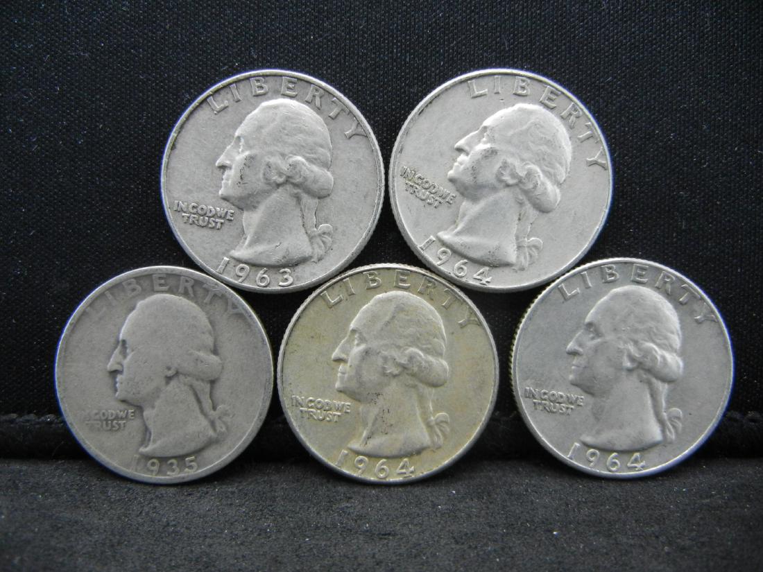 Lot of 5  90% Silver Washington Quarters (1 of 2)