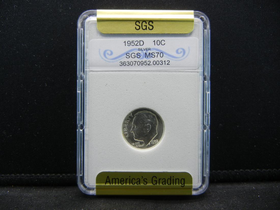 1952-D Roosevelt Dime.   Slabbed by SGS (America’s (1 of 4)
