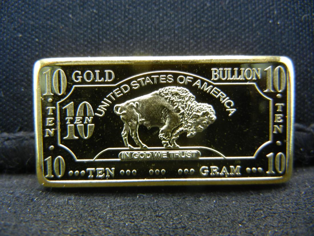 10 Gram 100 Mills .999 Fine Gold Buffalo Collector Bar: 10 Gram 100 Mills .999 Fine Gold Buffalo Collector Bar (Clad)