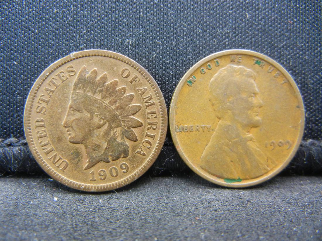 1909 Indian Cent and 1909-VDB Lincoln Cent. (1 of 2)