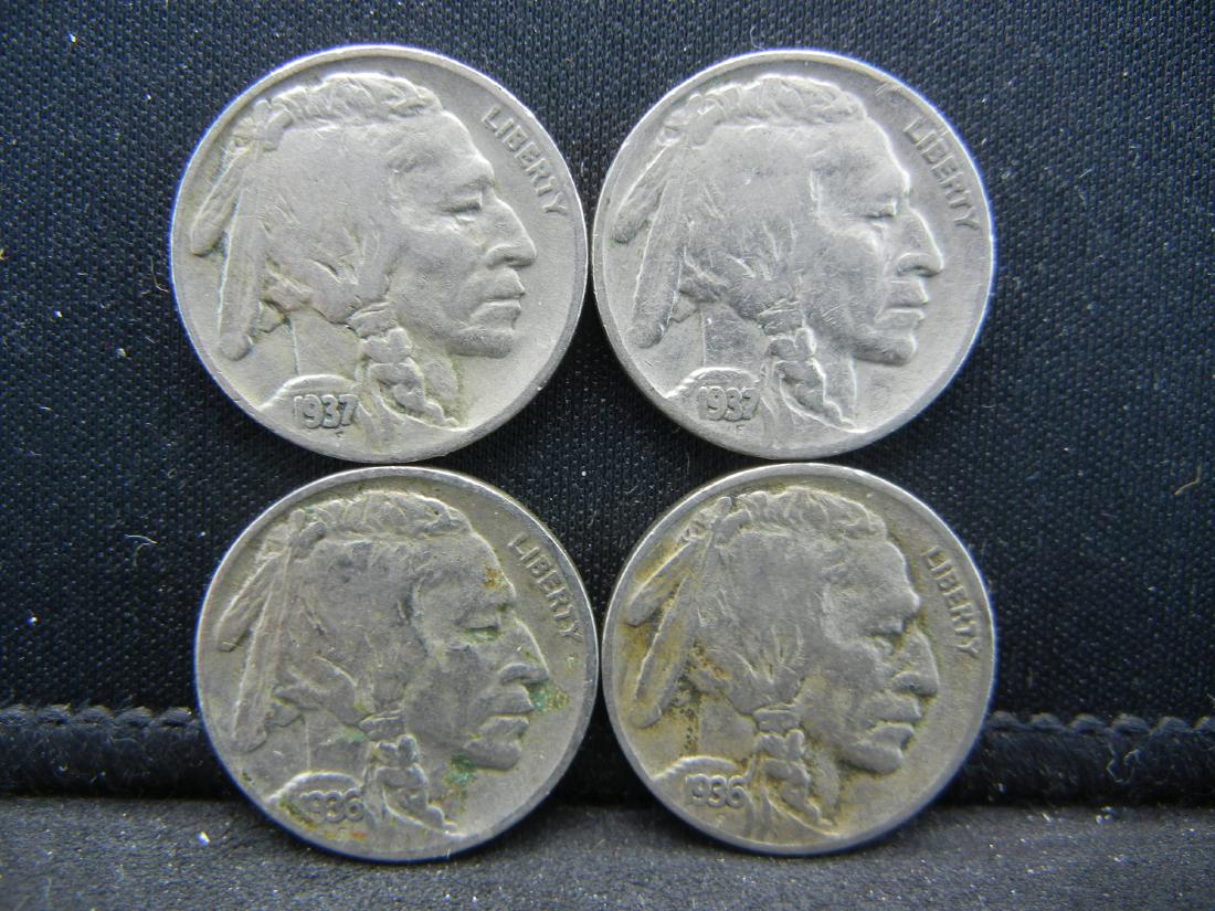 4 Mixed Date Buffalo Nickels. Full Dates (1 of 2)
