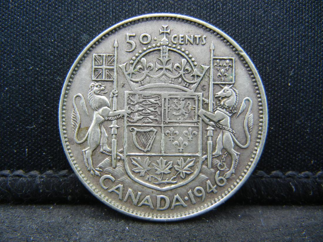 1946 Canada 50 Cents 80% Silver Half Dollar, Weighs (1 of 2)