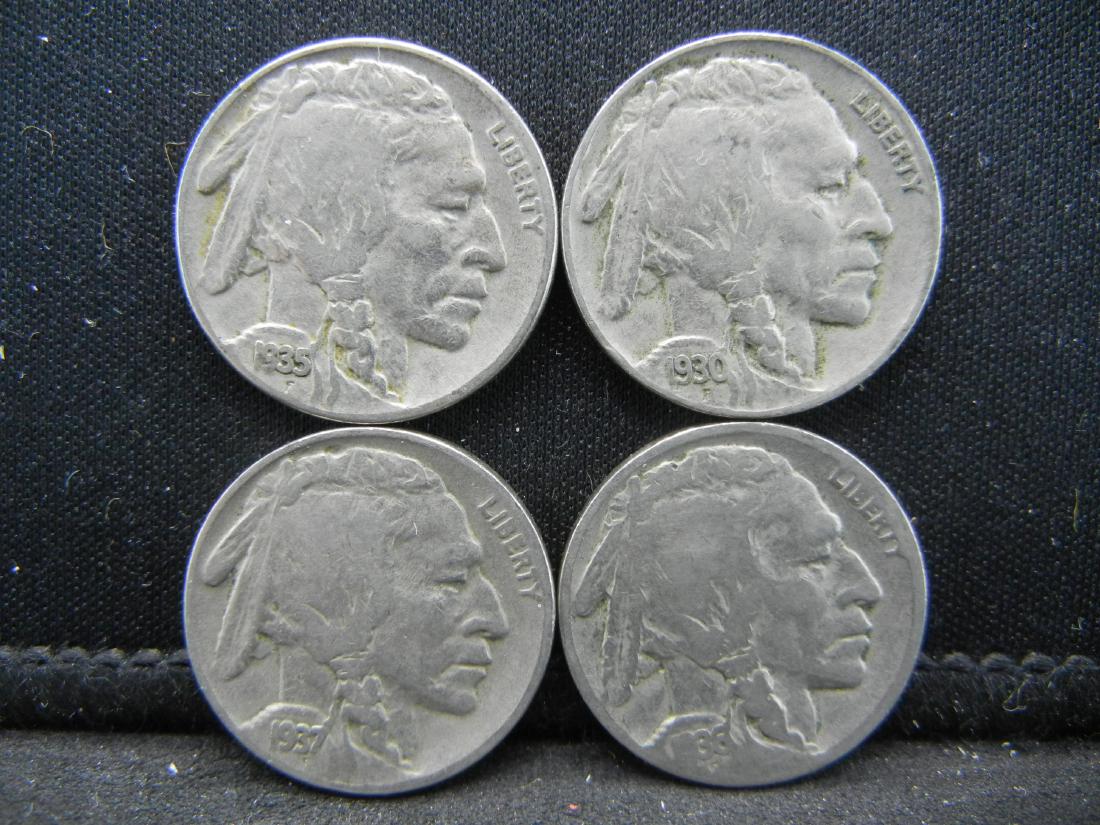 4 Mixed Date Buffalo Nickels. Full Dates (1 of 2)