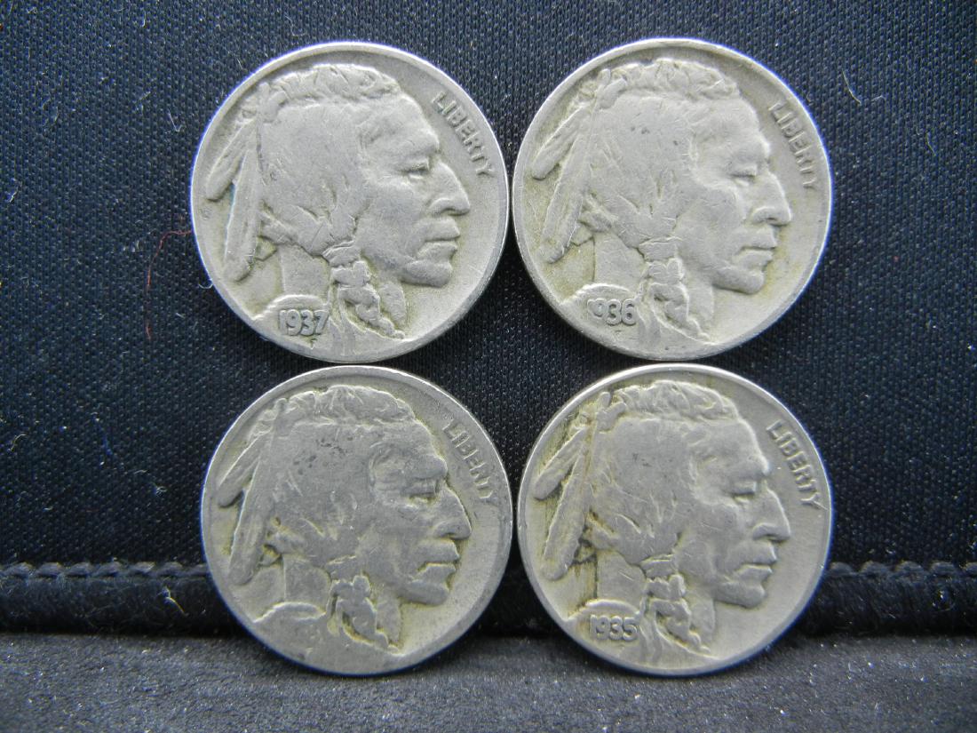 4 Mixed Date Buffalo Nickels. Full Dates (1 of 2)