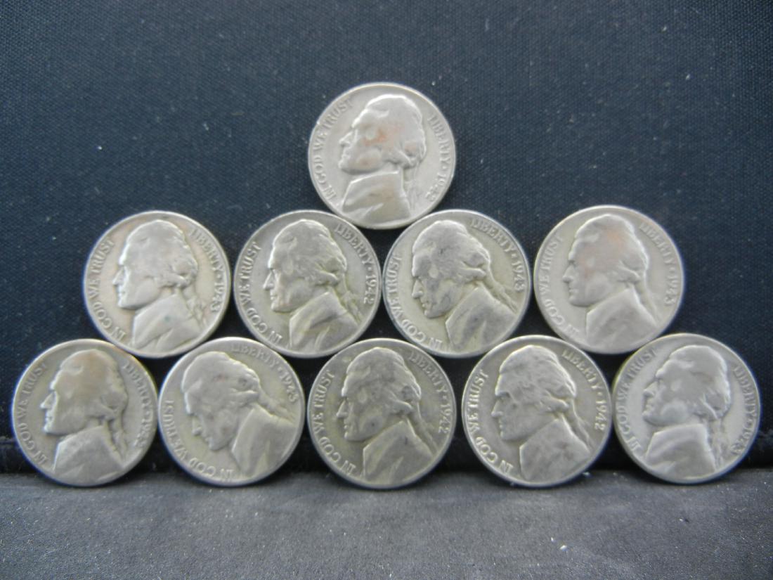 (5) 1942-P / (5) 1943-P SILVER War Nickels - Good: (5) 1942-P / (5) 1943-P SILVER War Nickels - Good Grades!