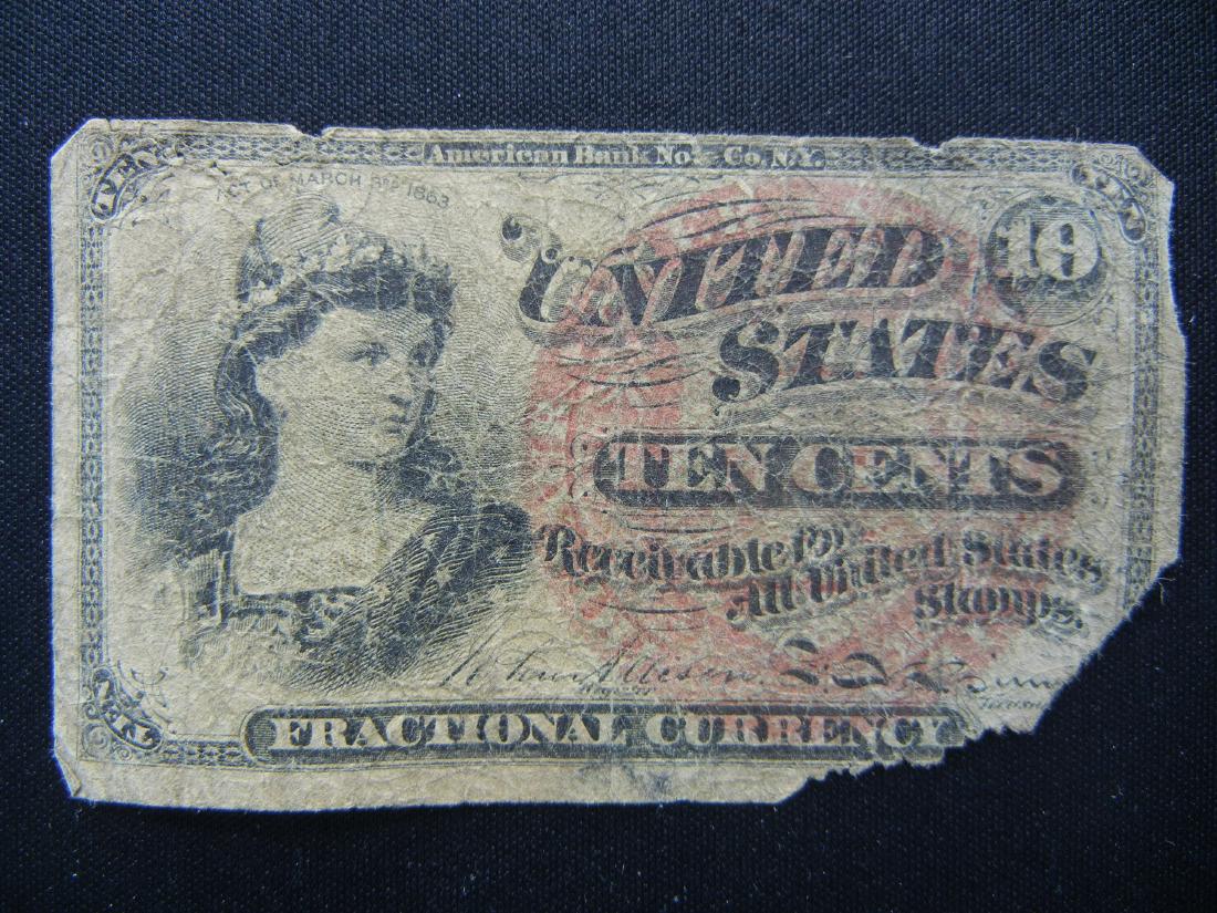 1863 Fractional 10 cent LIBERTY. Fractional Note CIVIL (1 of 2)