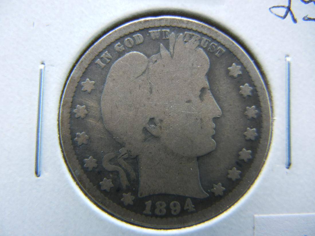 1894-S Barber Quarter Dollar .  Good+. (1 of 3)