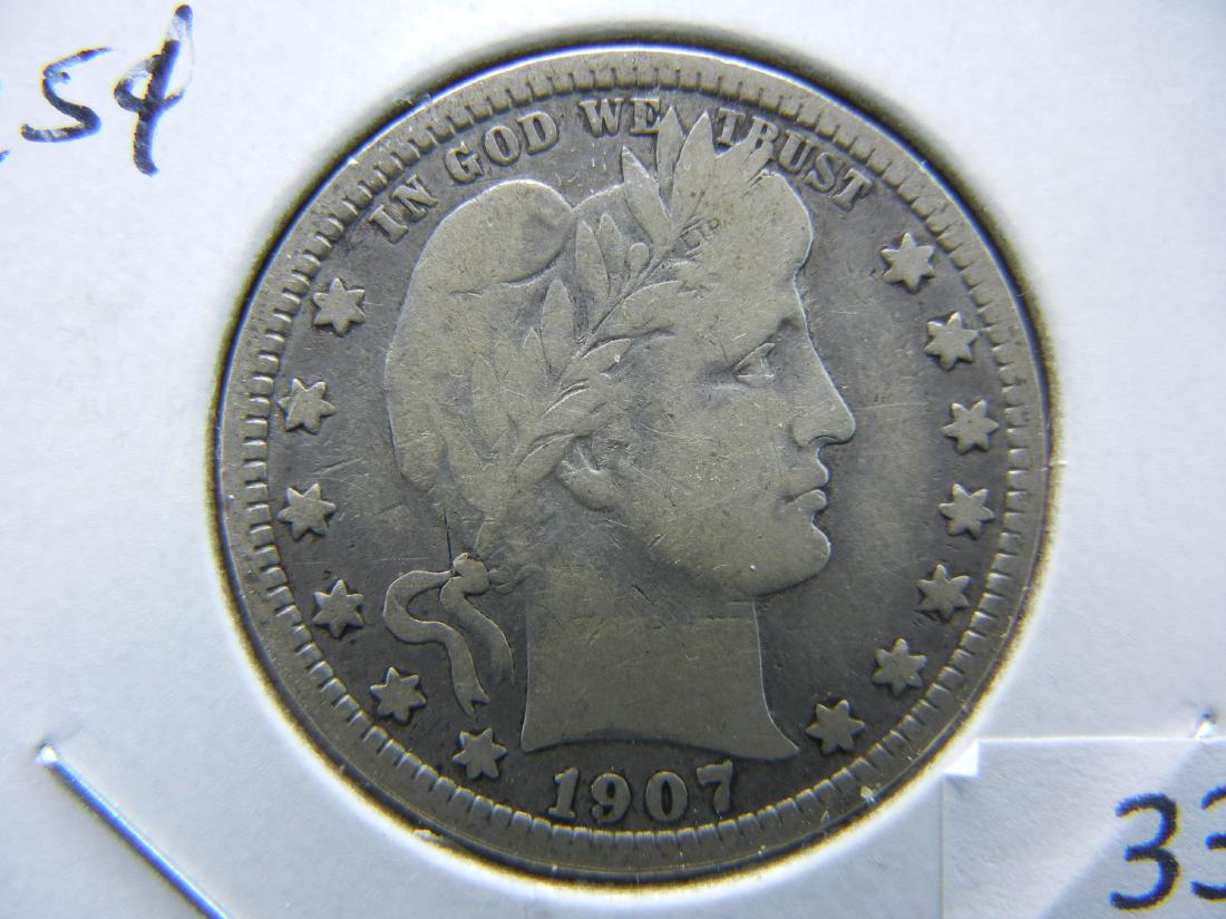 1907-O Barber Quarter Dollar .  Fine. (1 of 3)