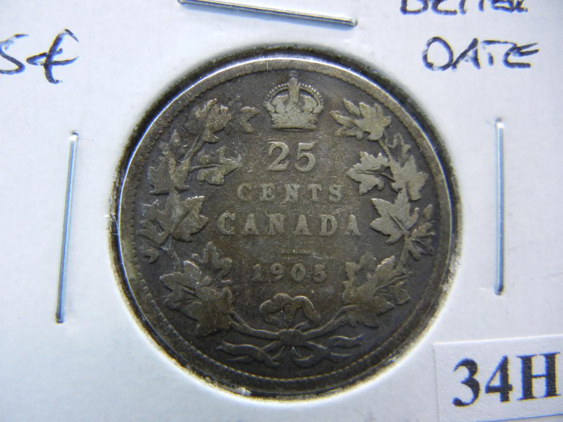 1905 Canada Quarter Dollar .  VG.  Better Date.  Low (1 of 3)