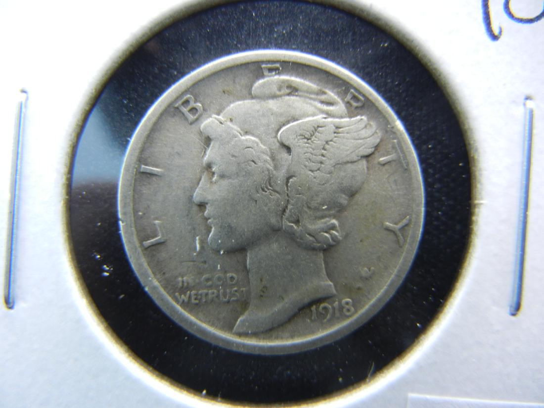1918-D Mercury Dime .  Fine. (1 of 3)