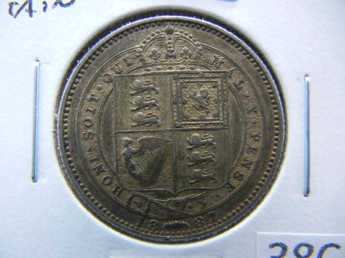 1887 Great Britain Shilling.  AU. (1 of 3)